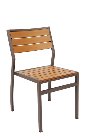 Aluminum Outdoor Chair Rust Color Finish, Composite Teak Slats #E82 - Restaurant Chairs Direct.COM