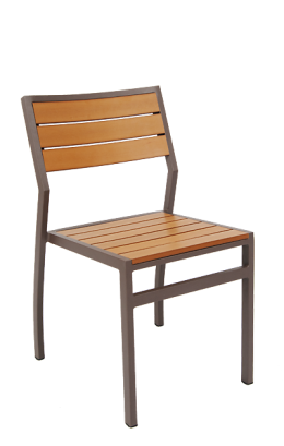 Aluminum Outdoor Chair Rust Color Finish, Composite Teak Slats #E82 - Restaurant Chairs Direct.COM