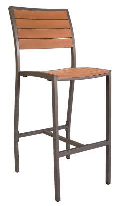 Aluminum Outdoor Armchair Rust Color Finish, Composite Teak Slats #E84 - Restaurant Chairs Direct.COM