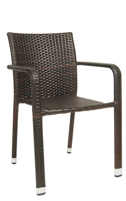 Metal Outdoor Brown Wicker Armchair #E-O8 - Restaurant Chairs Direct.COM
