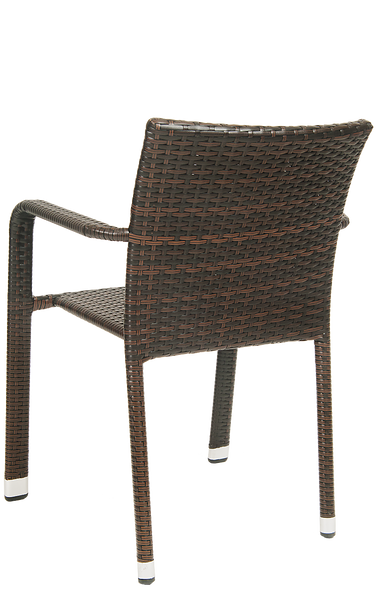 Metal Outdoor Brown Wicker Armchair #E-O8 - Restaurant Chairs Direct.COM