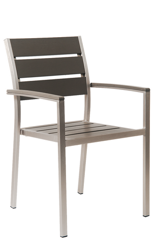 Aluminum Outdoor ArmChair with Composite Grey Teak Slats E-28