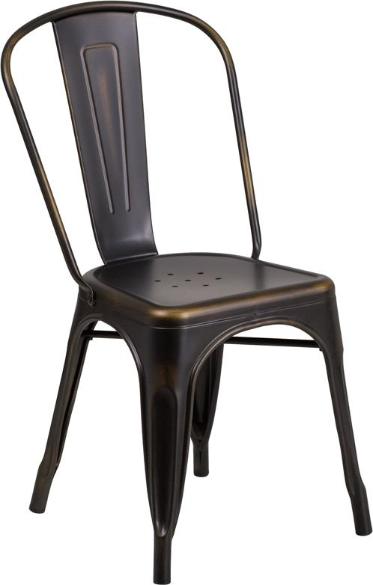 Industrial Chair Copper Distressed Frame With Padded or Wood Seat - Restaurant Chairs Direct.COM