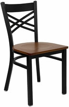 Cross Back Metal Restaurant Chair with Cherry Wood Seat F12CH - Restaurant Chairs Direct.COM