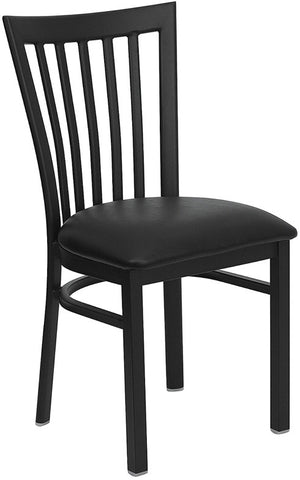 Vertical Back Metal Restaurant Chair with Black Vinyl Seat - Restaurant Chairs Direct.COM