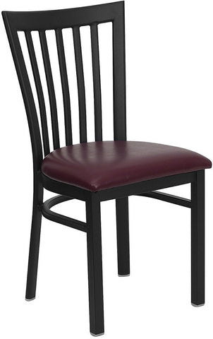 Vertical Back Metal Restaurant Chair with Burgundy Vinyl Seat F168-BUR - Restaurant Chairs Direct.COM