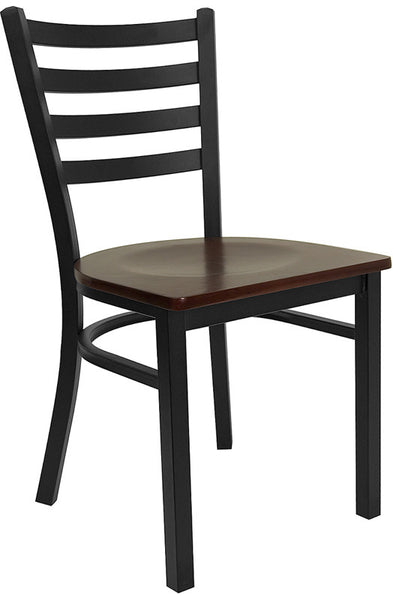 Ladder Back Metal Restaurant Chair with Mahogany Wood Seat F16-MA - Restaurant Chairs Direct.COM