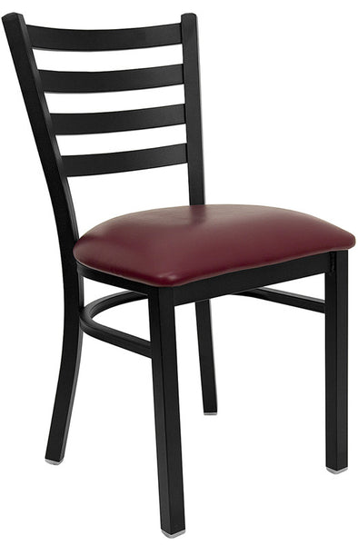 Ladder Back Metal Restaurant Chair with Burgundy Vinyl Seat F16-BUR - Restaurant Chairs Direct.COM