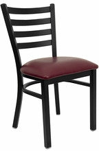 Ladder Back Metal Restaurant Chair with Burgundy Vinyl Seat F16-BUR - Restaurant Chairs Direct.COM