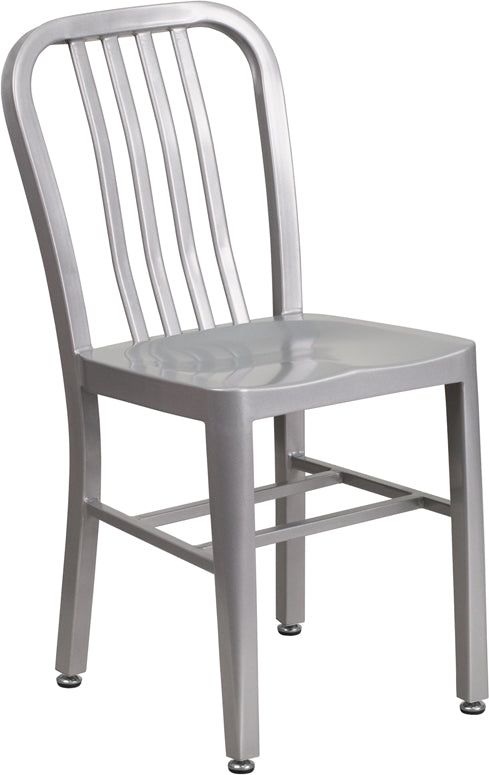 Industrial Chic - Silver Metal Indoor-Outdoor Chair - Restaurant Chairs Direct.COM