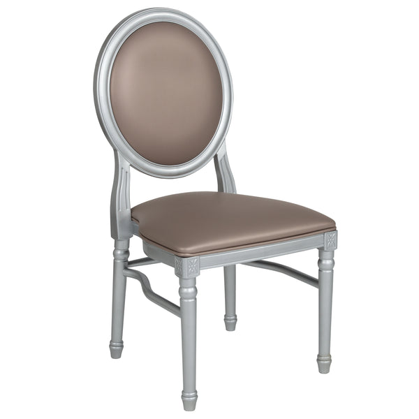 King Louis Chair with White Vinyl Back and Seat and White Frame <span style="color: #ff2a00;">None in stock</span>