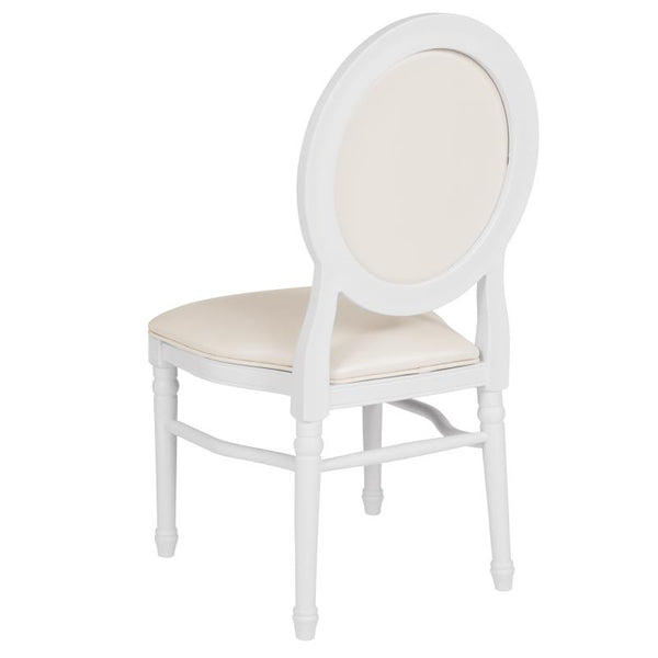 King Louis Chair, White Resin Frame with White Vinyl #F-LEW-WGG