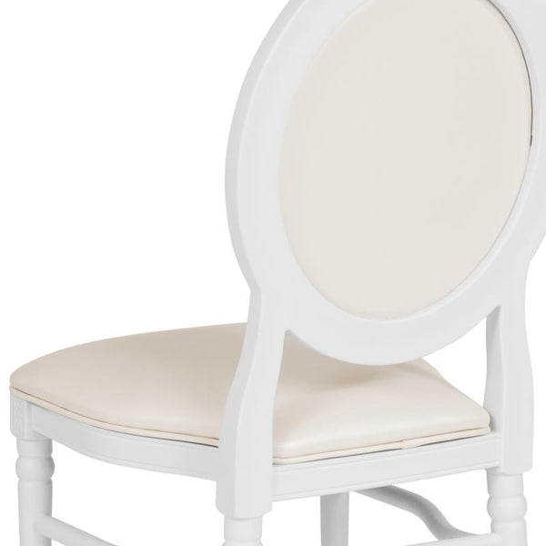 King Louis Chair, White Resin Frame with White Vinyl #F-LEW-WGG