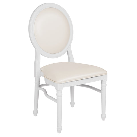 King Louis Chair with White Vinyl Back and Seat and White Frame <span style="color: #ff2a00;">None in stock</span>