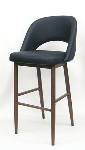Indie 30 Wood Grain Metal Bar Stool- Black Vinyl - Restaurant Chairs Direct.COM