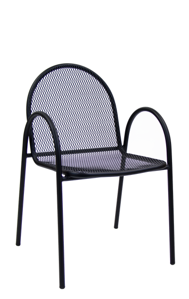 Stackable Indoor/Outdoor Arm Resin Chair With Striped Seat and Back in Green #G-21