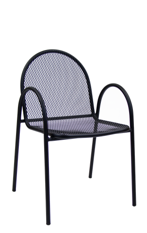 Stackable Indoor/Outdoor Arm Resin Chair With Striped Seat and Back in Green #G-21