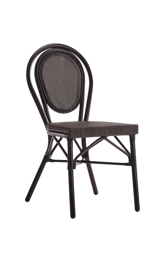 Bamboo Outdoor Restaurant Chair Brown Poly Woven Material #EOF-42