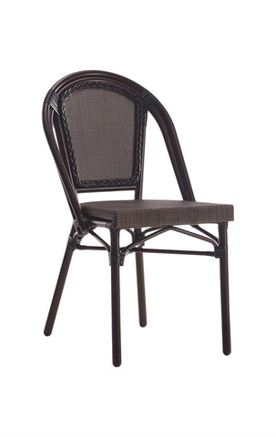 Bamboo Style Outdoor Metal Restaurant Chair Brown Poly Woven Material #EOF-43