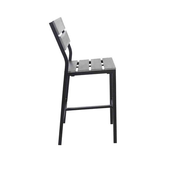 Seaside Outdoor/Indoor Aluminum Bar Stool with Synthetic Gray Teak Wood Slats BF-PH202816BR-BS
