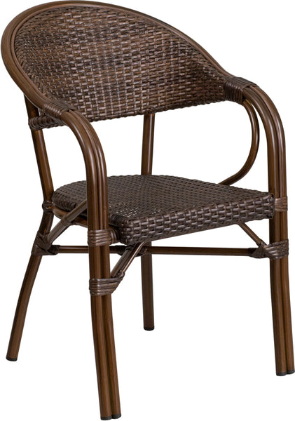 Cocoa Rattan Restaurant Patio Chair with Bamboo-Aluminum Frame #FSD-3R - Restaurant Chairs Direct.COM