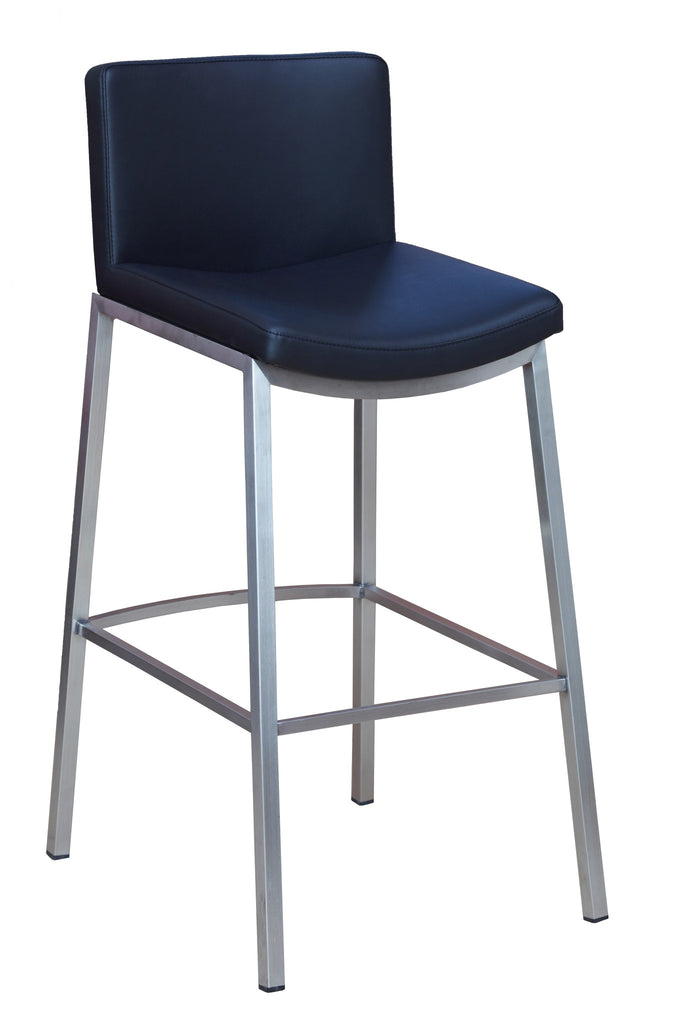 Stainless Steel Bar Stool- Black Vinyl - Restaurant Chairs Direct.COM