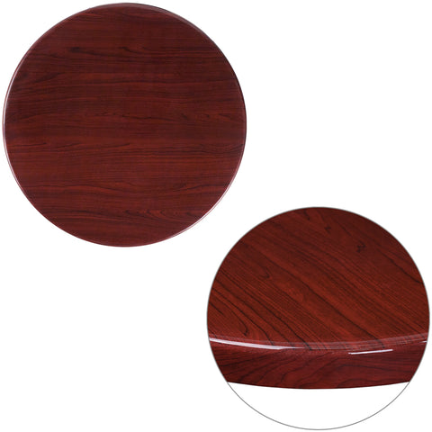 24" Round High-Gloss Mahogany Resin Table Top with 2'' Thick Edge - Restaurant Chairs Direct.COM