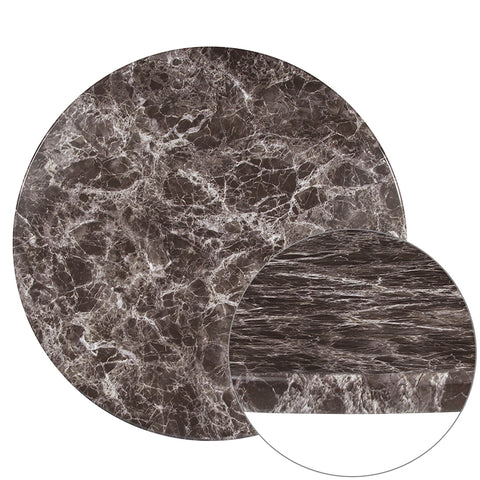 24" Round Gray Marble Laminate Table Top - Restaurant Chairs Direct.COM