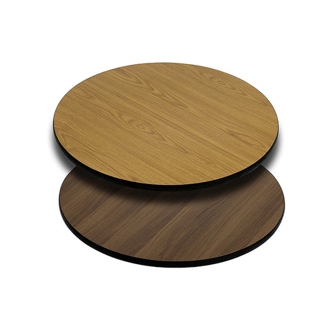 24'' Round Table Top with Reversible Natural or Walnut Laminate