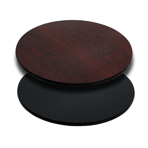 30" Round Economy Restaurant Table Top with Reversible Black or Mahogany Laminate
