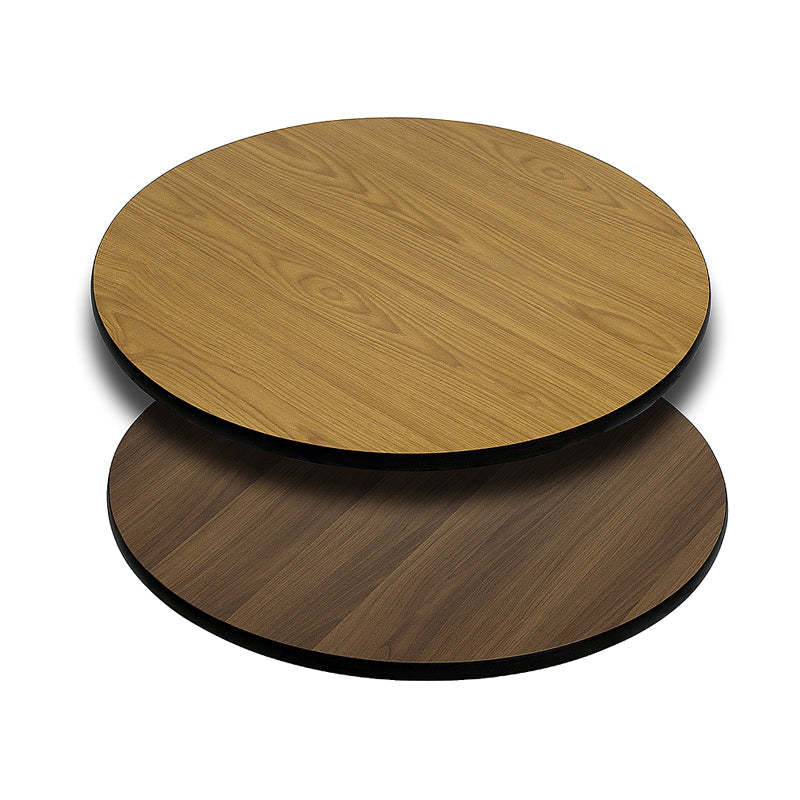 36" Round Economy Restaurant Table Top with Reversible Natural or Walnut Laminate
