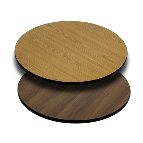 30" Round Economy Restaurant Table Top with Reversible Natural or Walnut Laminate