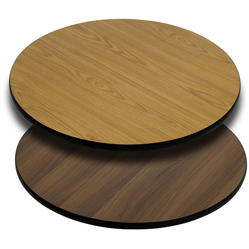 42" Round Economy Restaurant Table Top with Reversible Natural or Walnut Laminate