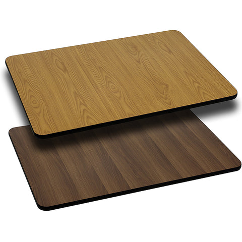 30'' x 60'' Rectangular Table Top with Reversible Natural or Walnut Laminate