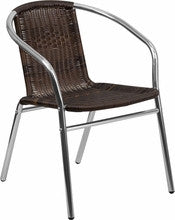 ALUMINUM AND DARK BROWN RATTAN COMMERCIAL INDOOR-OUTDOOR RESTAURANT STACK CHAIR - Restaurant Chairs Direct.COM
