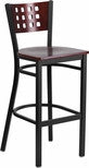 12 SQUARE BACK METAL RESTAURANT CHAIR - MAHOGANY WOOD BACK & SEAT - Restaurant Chairs Direct.COM