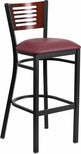 SLAT BACK METAL RESTAURANT CHAIR - MAHOGANY WOOD BACK, BURGUNDY VINYL SEAT - Restaurant Chairs Direct.COM