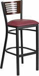 SLAT BACK METAL RESTAURANT CHAIR - WALNUT WOOD BACK, BURGUNDY VINYL SEAT - Restaurant Chairs Direct.COM