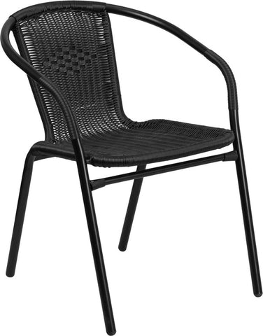 BLACK RATTAN INDOOR-OUTDOOR RESTAURANT STACK CHAIR F37-B - Restaurant Chairs Direct.COM