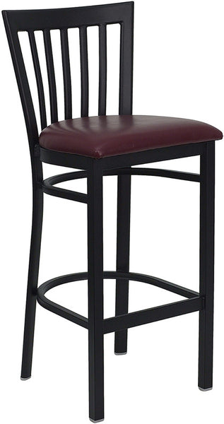 School House Back Metal Restaurant Barstool with Black Vinyl Seat - Restaurant Chairs Direct.COM