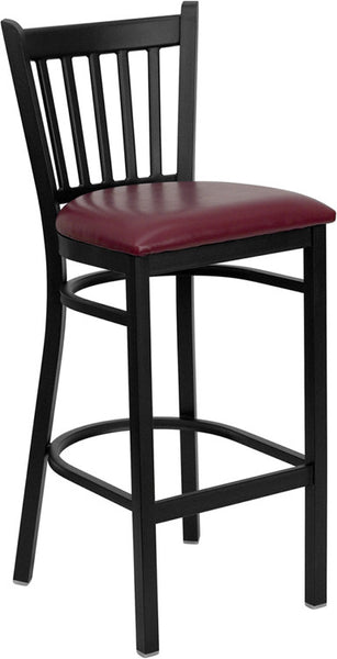 Vertical Back Metal Restaurant Barstool with Black Vinyl Seat - Restaurant Chairs Direct.COM