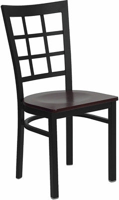 Window Back Metal Restaurant Chair with Mahogany Wood Seat - Restaurant Chairs Direct.COM