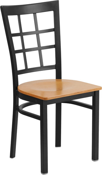 Window Back Metal Restaurant Chair with Natural Wood Seat - Restaurant Chairs Direct.COM