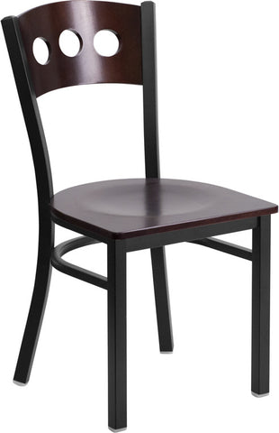 3 CIRCLE BACK METAL RESTAURANT CHAIR - WALNUT WOOD BACK & SEAT - Restaurant Chairs Direct.COM