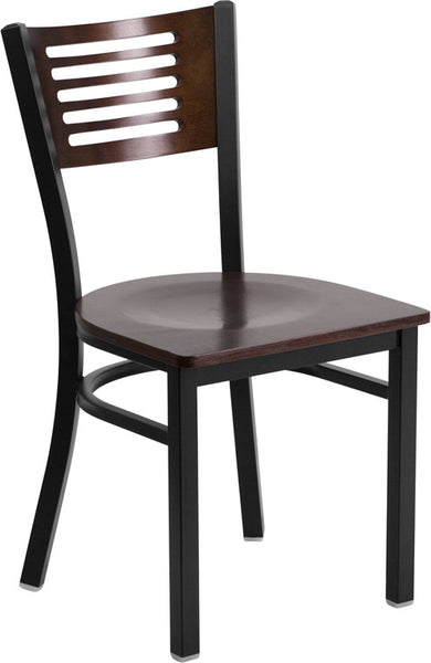 SLAT BACK METAL RESTAURANT CHAIR - WALNUT WOOD BACK & SEAT - Restaurant Chairs Direct.COM