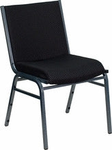 Heavy Duty 3'' Thickly Padded Black Upholstered Stack Chair with Ganging Bracket - Restaurant Chairs Direct.COM