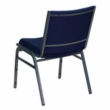 Heavy Duty,3'' Thickly Padded,Navy Blue Patterned Upholstered Stack Chair with Ganging Bracket - Restaurant Chairs Direct.COM