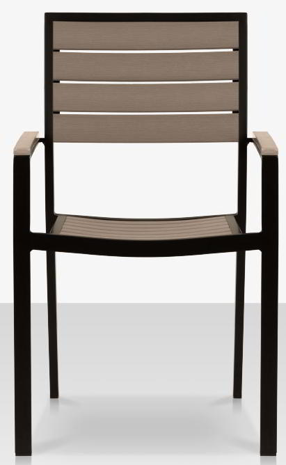 Napa Outdoor Arm Chair - DuraWood Gray Teak Slats with Black Aluminum Frame #SF-2405-163