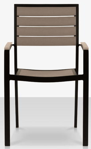 Napa Outdoor Arm Chair - DuraWood Gray Teak Slats with Black Aluminum Frame #SF-2405-163