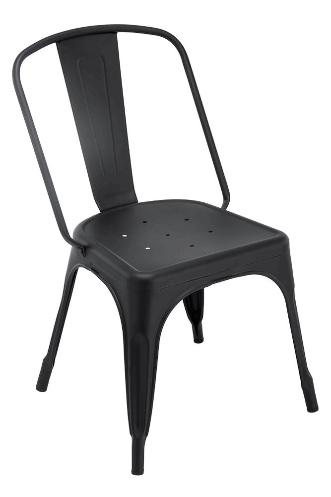 Tolix Style Steel Frame Industrial Chair Black Matte Finish #EC292-B-W - Restaurant Chairs Direct.COM